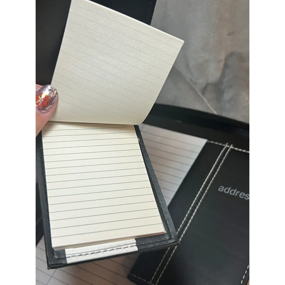 Black Zippered Padfolio Portfolio Organizer Notepad Business Card Holder